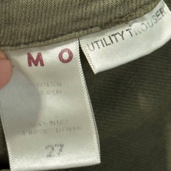 Amo Zip Utility Trouser Mid Rise Slim Fit Tapered Leg Size 27 Sage Green Cotton - Picture 5 of 16